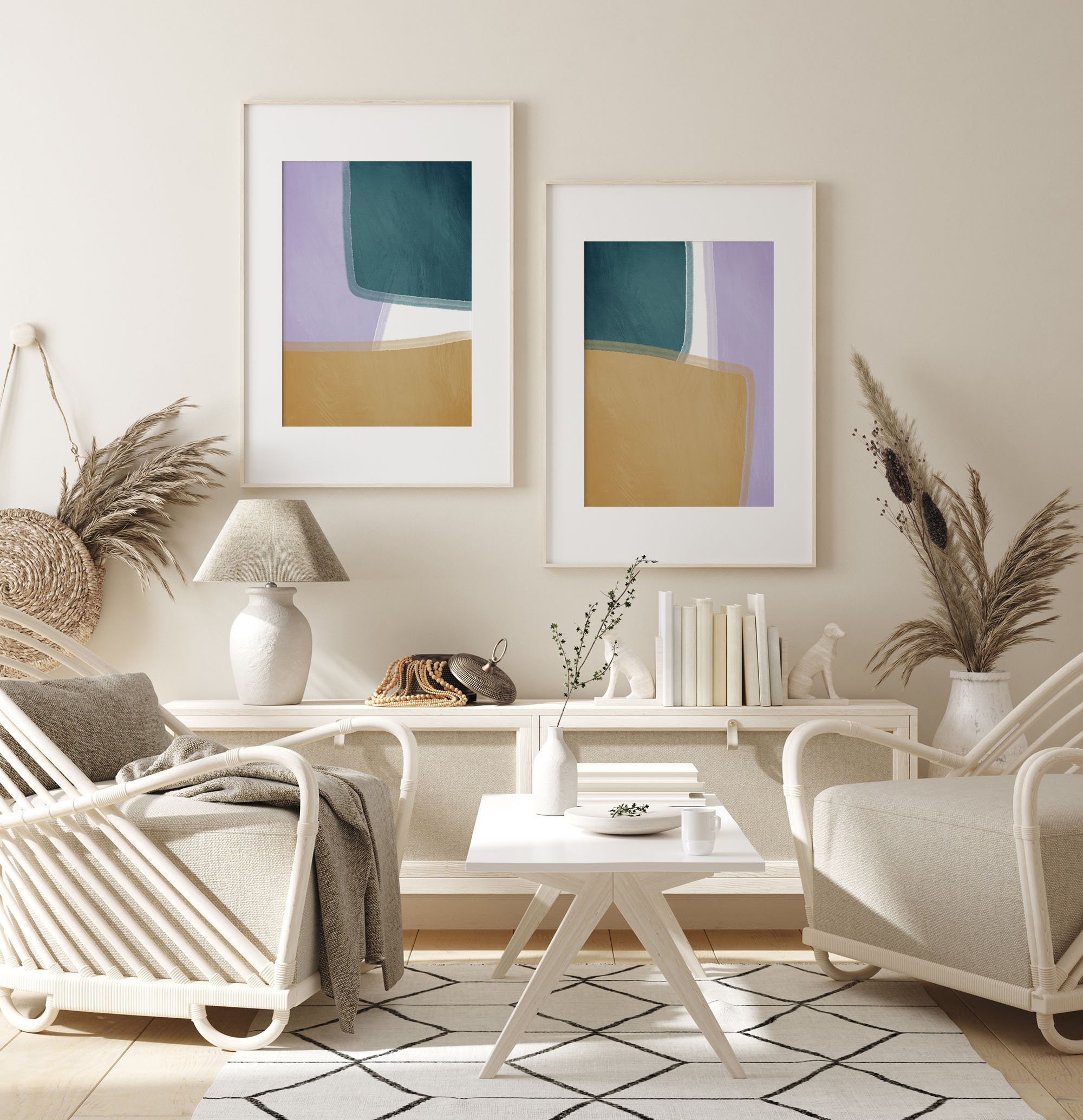 Set of 2 Prints Abstract Prints Set Above Bed Wall Art Etsy