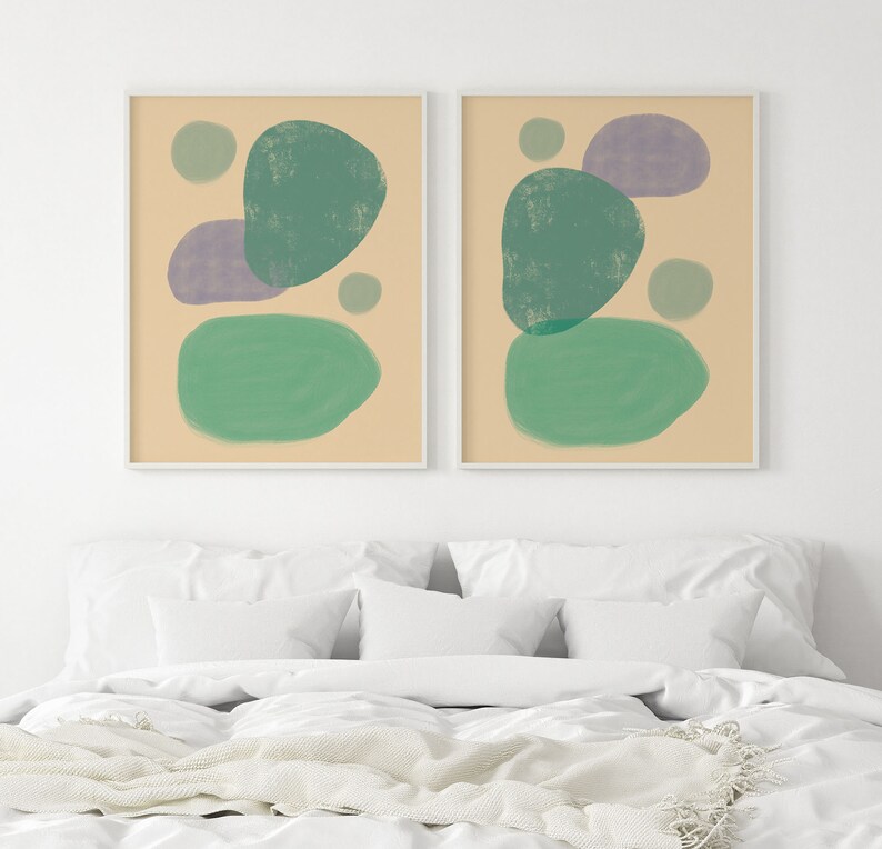 Abstract Print Green Bedroom Wall Art Purple Art Print Etsy