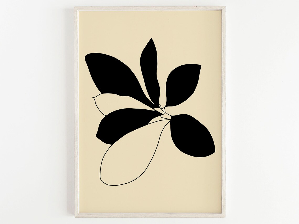 Flower Line Art Print Minimalist Flower Print Botanical Wall | Etsy