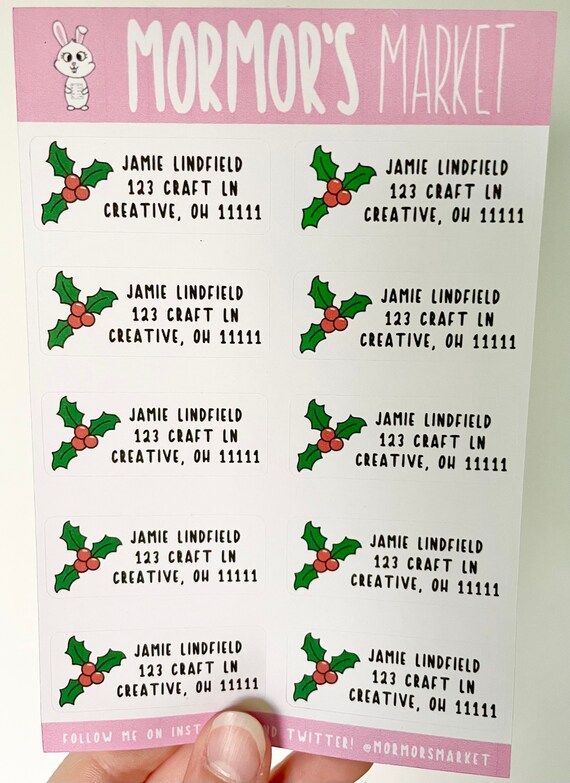 CHRISTMAS RED BOOTS HOLLY & BERRIES & ROBINS PERSONALISED STICKY ADDRESS LABELS
