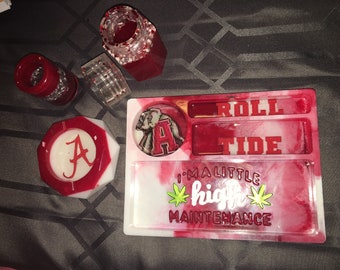 red pink and silver glass Serving TrayDecorative Trayrolling tray:Made of Pure Resin and Crushed Glass Deep red and pink
