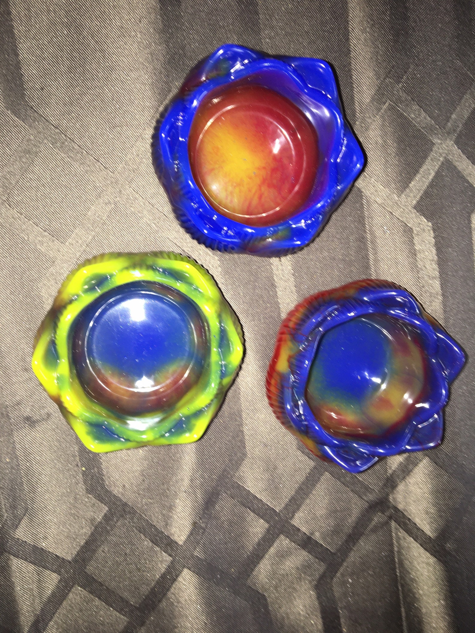 3 piece rainbow colored candle holders flower look made of Etsy