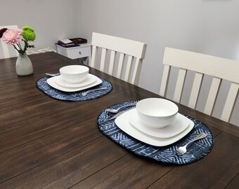 Oval Mudcloth Print Placemat, Mali Design, Made in USA