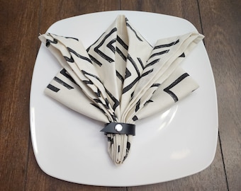 Mudcloth Print Cotton Dinner Napkin, Handmade 18x18