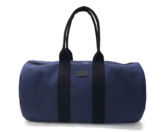 Washable Navy Blue Duffel Bag, Canvas Weekender, Carry On