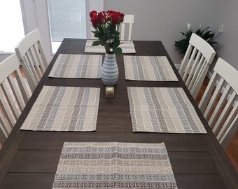 Diamond Blocks Placemat, Woven Upholstery Fabric, Washable Table Decor