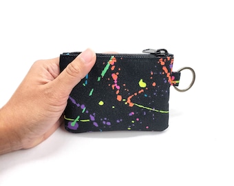 Paint Splatter Cordura Key Pouch, Handmade Coin Purse