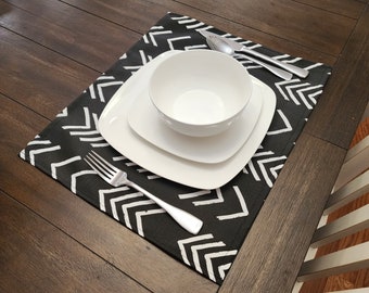Mudcloth Print Placemat, Bogolan Arrow Design, Handmade in USA