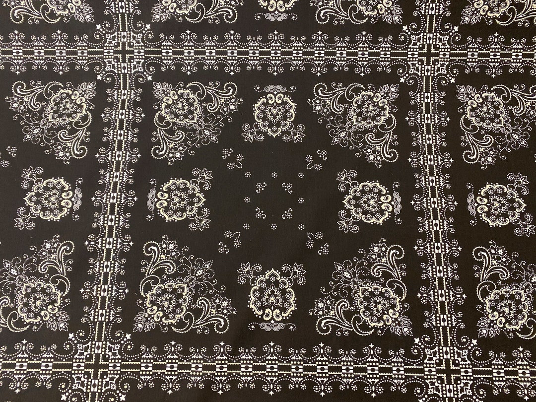 Bandana Fabric Black and White Bandana Bandana Fabric Etsy