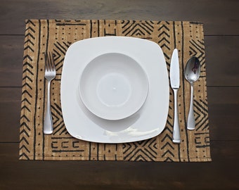 Mudcloth Print Placemat, Pecan Brown, Made in USA
