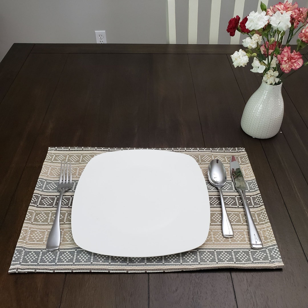 Block Print Placemat, Natural Color Placemat, Neutral Placemats, Multi