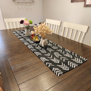 Black and White Table Runner, Mudcloth Print Table Runner, Bogolan Print Table Runner, Mudcloth Print Table Runner, Boho Table Runner