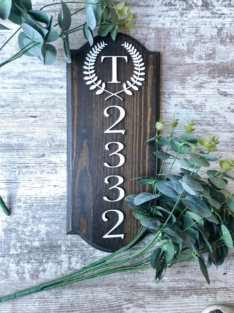 Wooden House Number Sign, House Numbers, Wooden Door Sign, Address Sign, Wood Address Plaque image 6