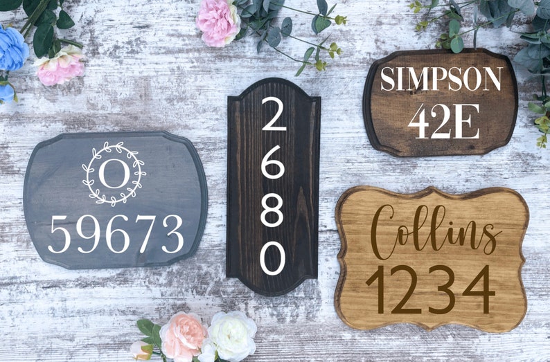 Wooden House Number Sign, House Numbers, Wooden Door Sign, Address Sign, Wood Address Plaque image 2