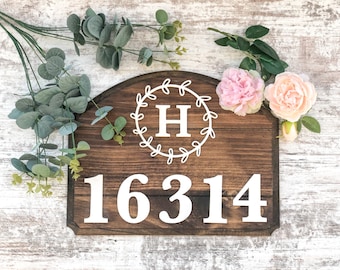 Wooden House Number Sign, House Numbers, Wooden Door Sign, Address Sign, Wood Address Plaque