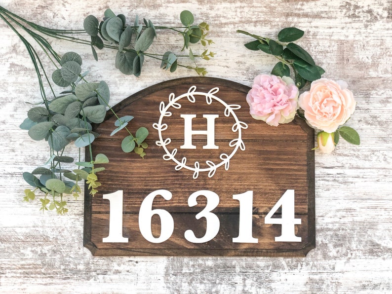 Wooden House Number Sign, House Numbers, Wooden Door Sign, Address Sign, Wood Address Plaque image 1