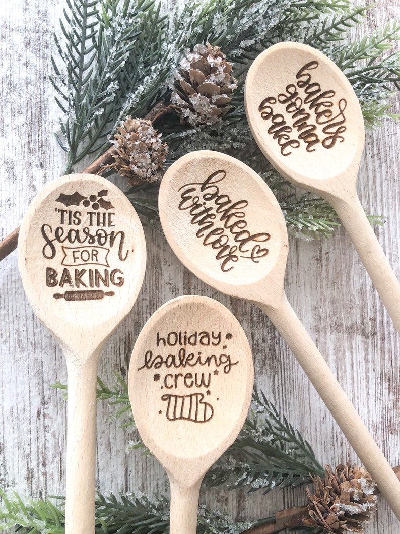Wooden Laser Engraved Spoons Wood Spoons Wood Kitchen Etsy