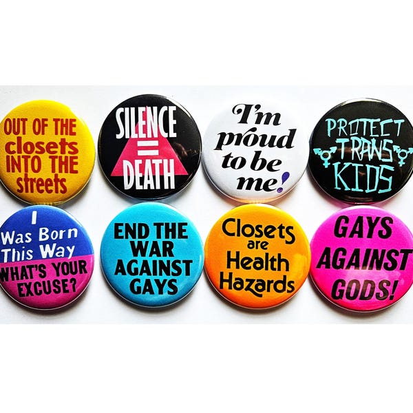 Vintage Reproduction Buttons Magnets & Bottle Openers. Pride set 03