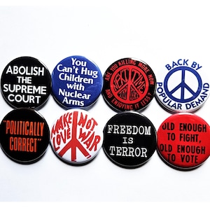 Vintage Reproduction Buttons Magnets & Bottle Openers. Political set 09