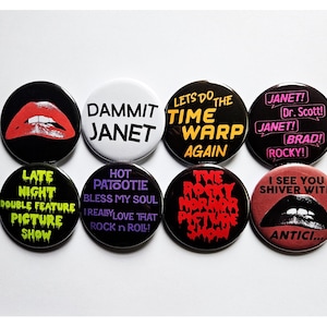 Cult Movie Buttons Magnets & Bottle Openers. Set 01