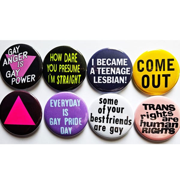Vintage Reproduction Buttons Magnets & Bottle Openers. Pride set 01