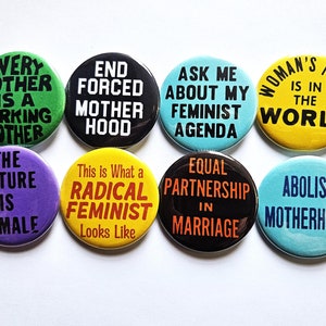 Vintage Reproduction Buttons Magnets & Bottle Openers. feminist set 02
