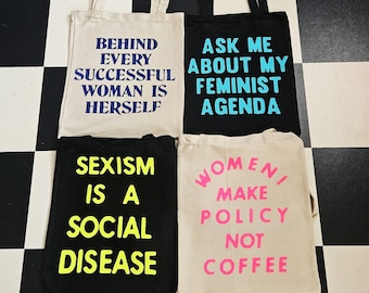 Canvas Tote Bags. Feminist set 1