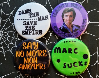 Cult Movie pinback Buttons & Bottle Openers. set 2