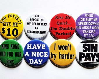 Vintage Reproduction Buttons Magnets & Bottle Openers. Set 02