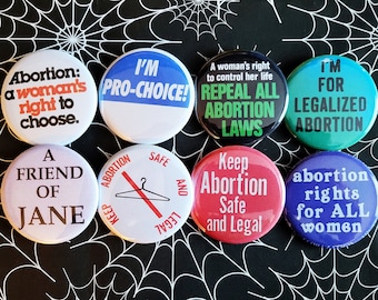 Vintage Reproduction pinback Buttons & Bottle Openers. Feminist Set 1