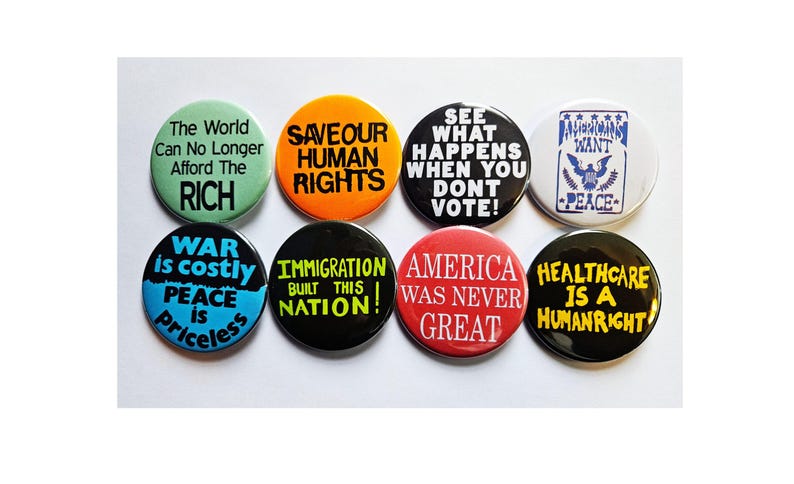 Vintage Reproduction Buttons Magnets & Bottle Openers. Political Set 18 ...