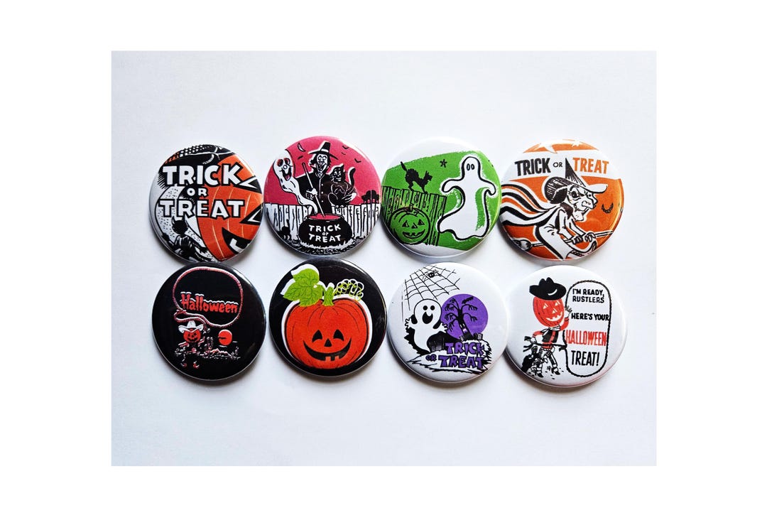 Vintage Reproduction Buttons Magnets & Bottle Openers. Halloween Set 05 ...
