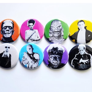 Horror Movie Monsters Buttons Magnets & Bottle Openers.