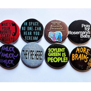 Horror Movie Buttons Magnets & Bottle Openers. set 02