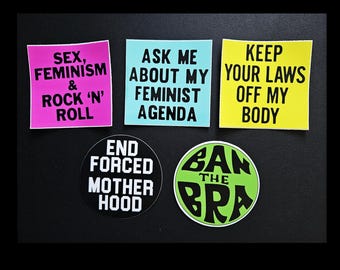 Vintage Reproduction Feminist Vinyl Stickers 3inch