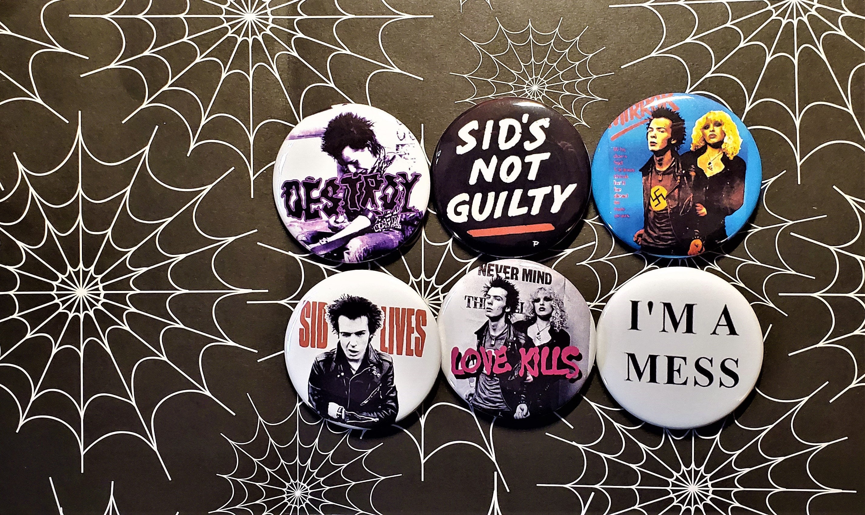Sid Vicious 2 25 Pin Back Punk Rock Buttons Sex Pistols Etsy