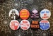 1960s & 1970s Retro Reproduction pin back Buttons and Bottle Openers. Political set 1 