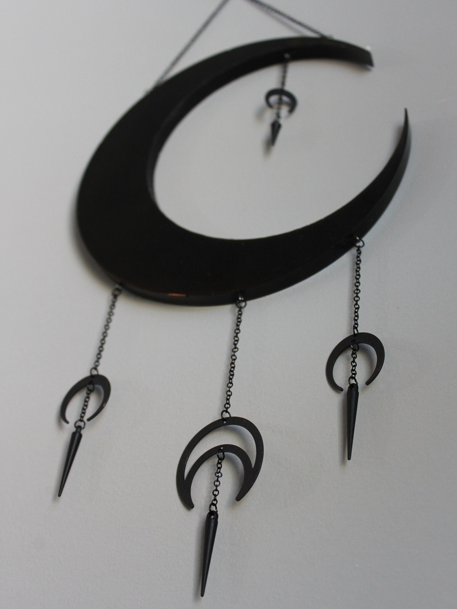 Crescent Moon Wall Hanging Black Moon Wall Decor Witchy Moon Etsy