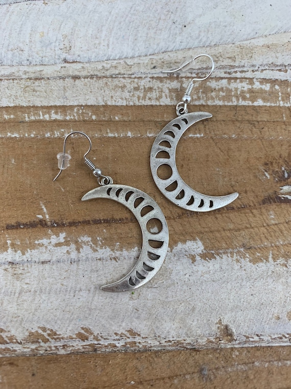Silver moon dangle on sale earrings
