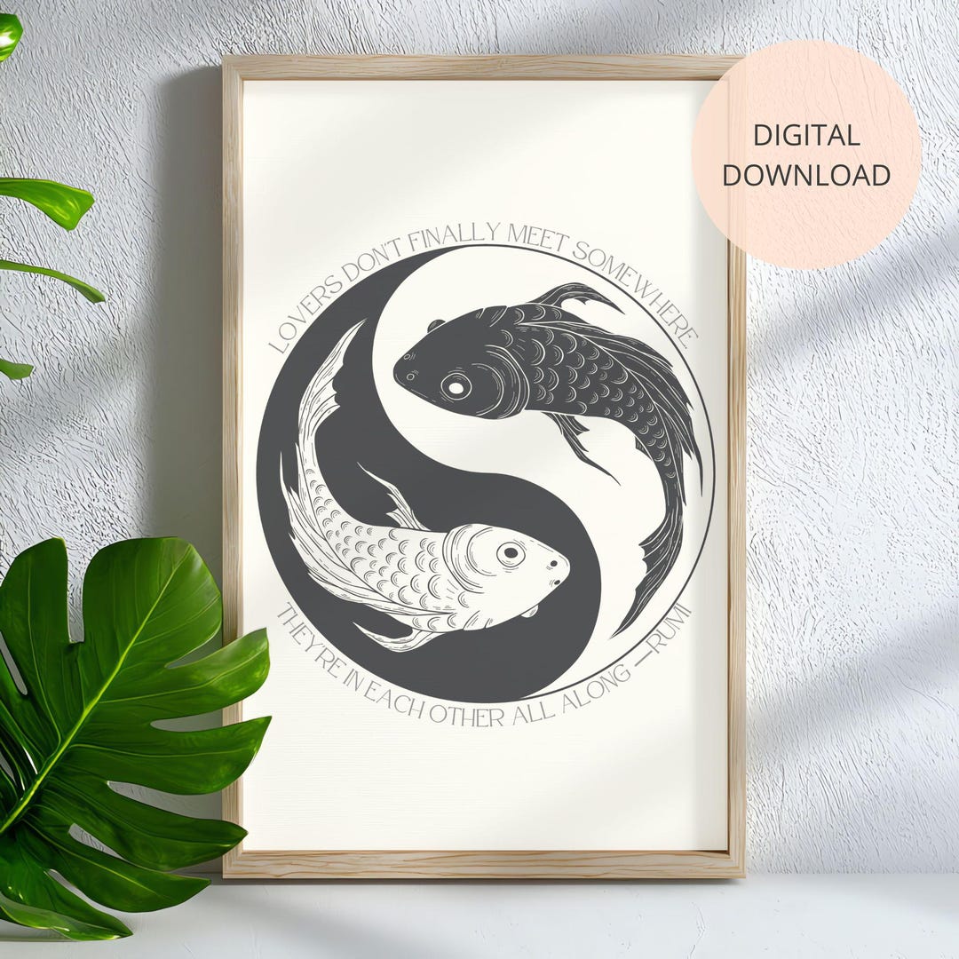 Fish Rumi Koi Fish Yin Yang Print, Rumi Quote, Zen Balance (digital Download) - Etsy