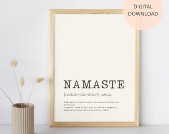 Namaste Definition Print, Minimalist Yoga Poster (Digital Download)