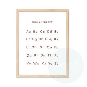 Alphabet Print, Printable Wall Art, Nursery, ABC, Educational, Kids Room Decor, Homeschool, Personalized, Instant Download