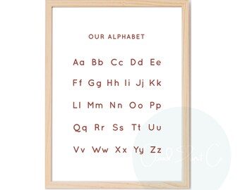 Alphabet Print, Printable Wall Art, Nursery, ABC, Educational, Kids Room Decor, Homeschool, Personalized, Instant Download