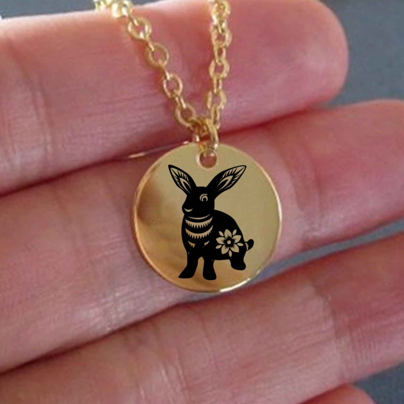 Year of the Rabbit Pendant Necklace Etsy
