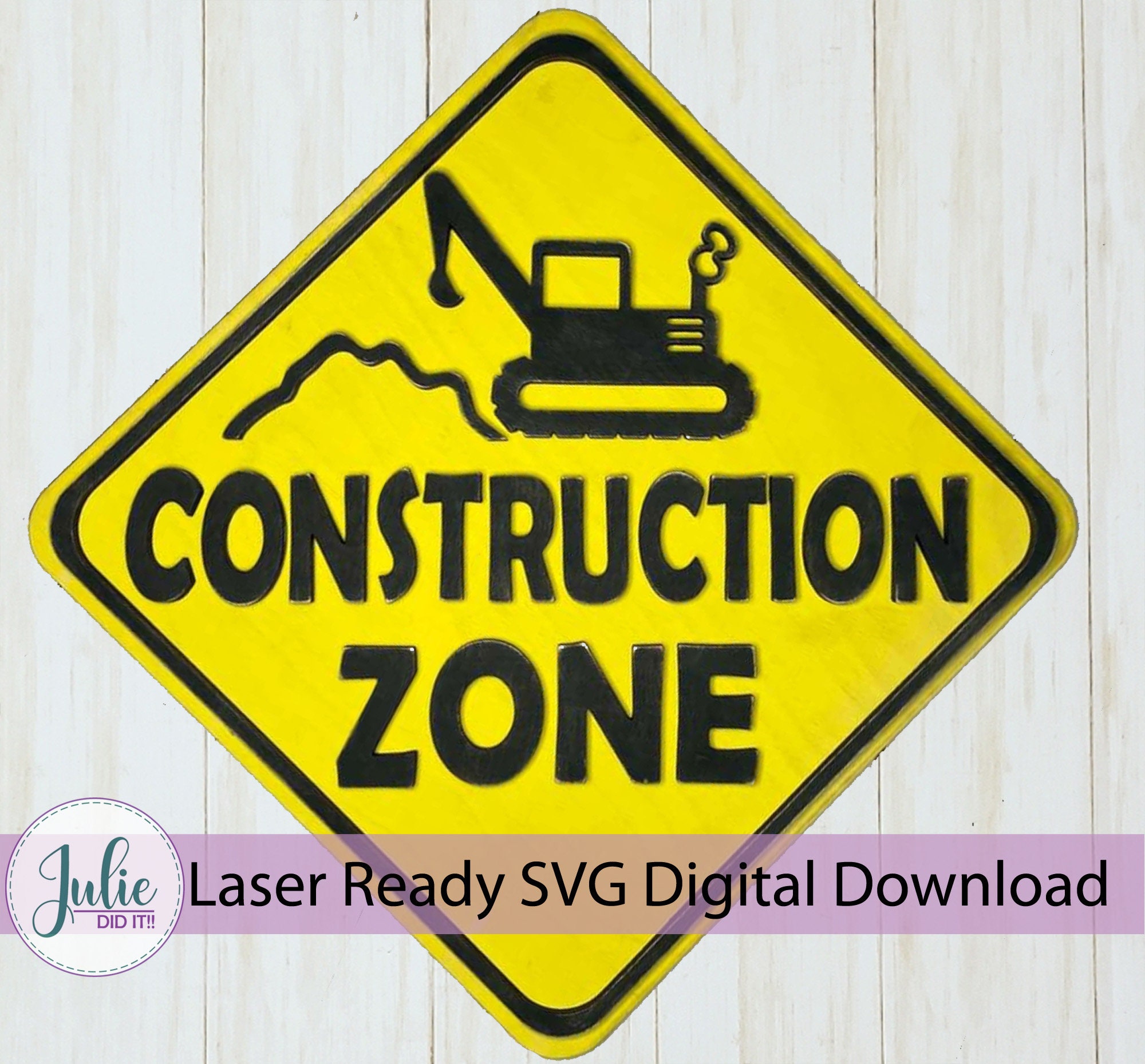 Construction Zone Sign Laser Ready SVG Etsy
