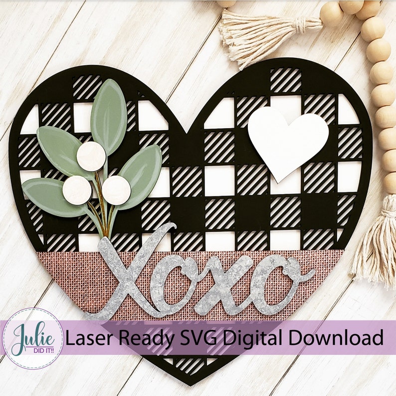 Buffalo Plaid Heart LASER READY SVG