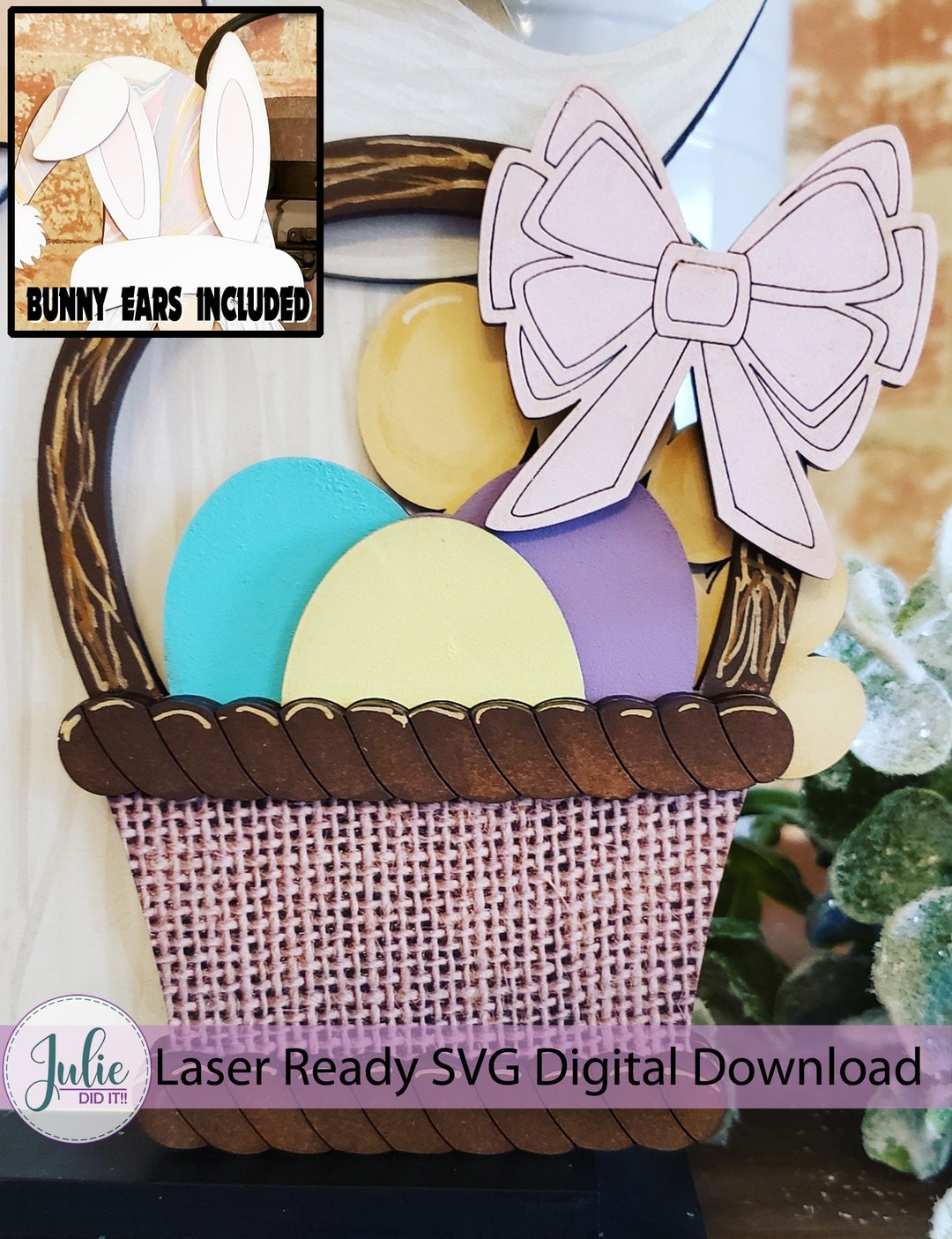 Instant Digital Download: Easter Basket and Bunny Ears Interchangeable ...