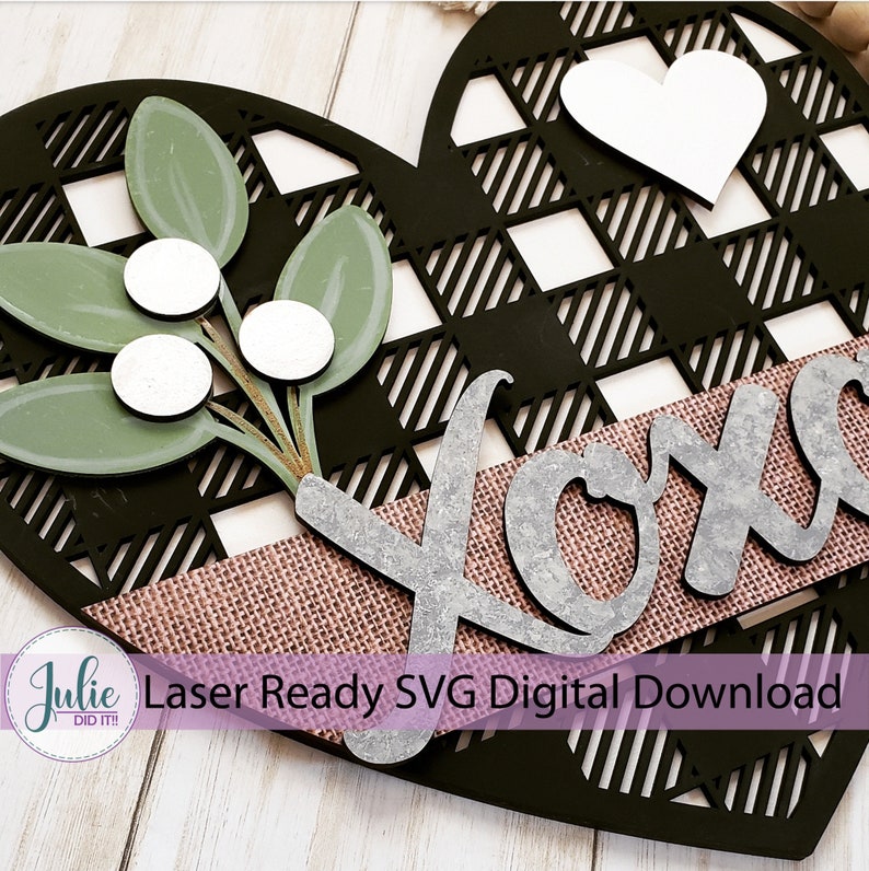 Buffalo Plaid Heart LASER READY SVG