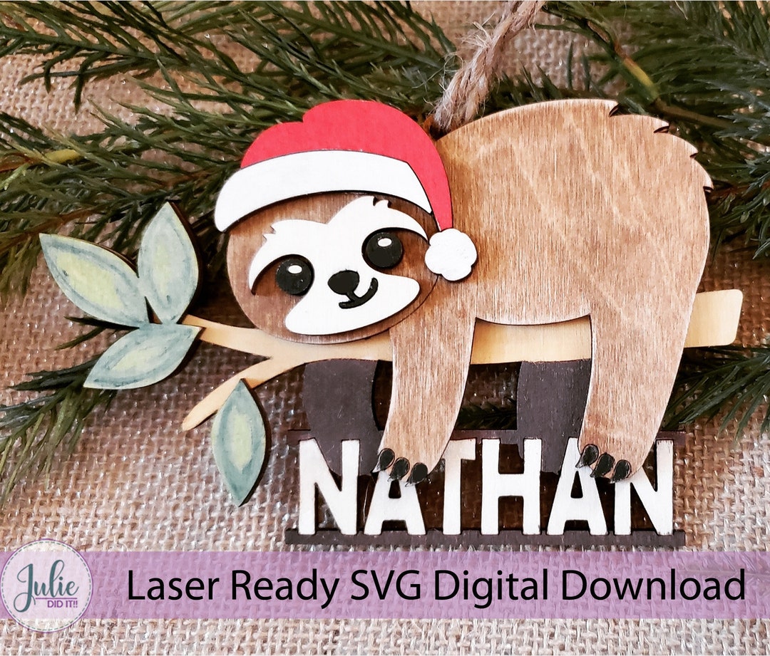 Personalized SLOTH Ornament Laser Ready SVG File - Etsy