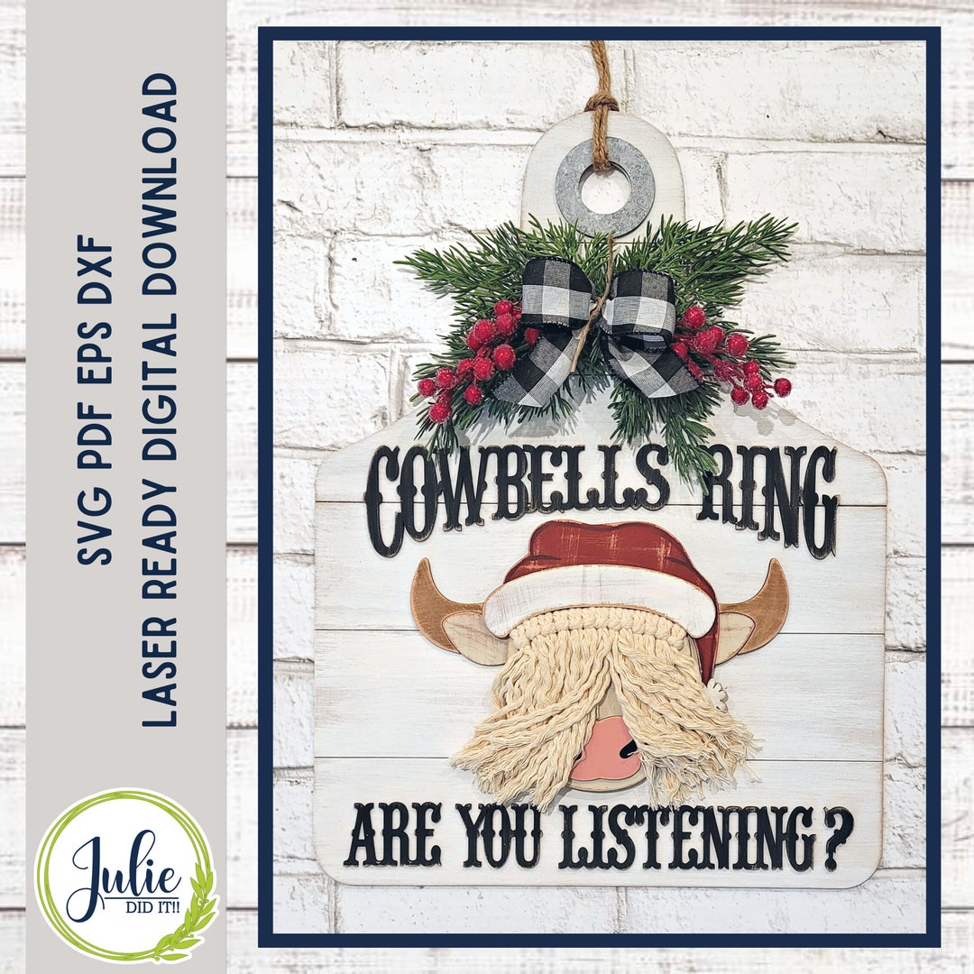 Instant Digital Download Cowbells Ring Macrame Highland Cow Door